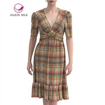 Mulberry Silk Klänning med rutig tryckt